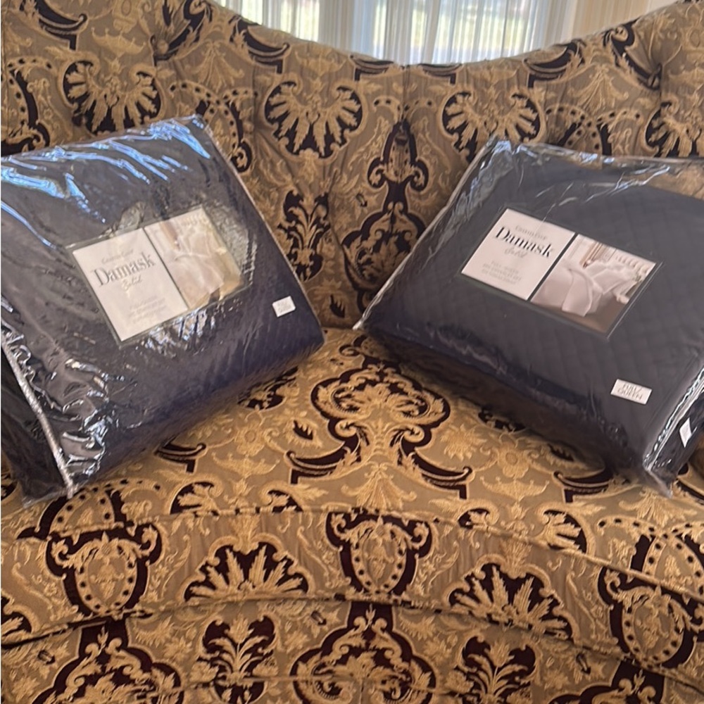 New queen navy coverlet set with 2 pillow shams charter club Macys.